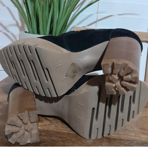 Luca Grossi Designer Black Suede High Heel Platform Loafers 35 (US sz 5) - Picture 5 of 10